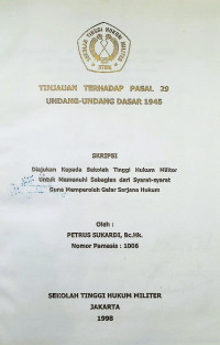 Skripsi : Tinjauan Pasal 29 Undang-Undang Dasar 1945