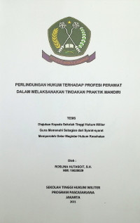Tesis : Perlindungan Hukum Terhadap Profesi Perawat Dalam Melaksanakan Tindakan Praktik Mandiri