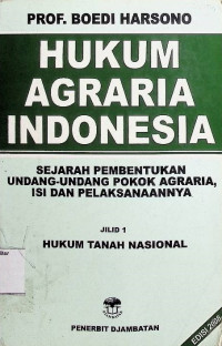 Hukum Agraria Indonesia : Sejarah Pembentukan Undang-Undang Pokok Agraria, Isi dan Pelaksanaannya