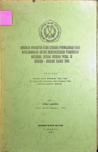 Skripsi : Gerakan Orangtua Asuh Sebagai Perwujudan Asas Kekeluargaan Untuk Mensukseskan Pendidikan Nasional Sesuai Dengan Pasal 31 Undang-Undang Dasar 1945