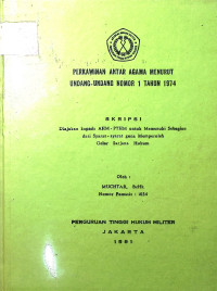 Skripsi : Perkawinan Antar Agama Menurut Undang-Undang Nomor 1 Tahun 1974