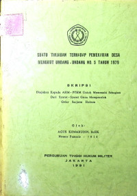 Skripsi : Suatu Tinjauan Terhadap Pemekaran Desa Menurut Undang-Undang No. 5 Tahun 1979