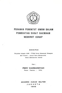 Skripsi : Peranan Penuntut Umum Dalam Pembuatan Surat Dakwaan Menurut KUHAP