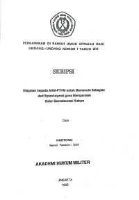 Skripsi : Perkawinan Di Bawah Umur Ditinjau Dari Undang-Undang Nomor 1 Tahun 1974