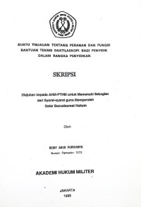 Skripsi : Suatu Tinjauan Tentang Peranan Dan Fungsi Bantuan Teknis Daktilaskopi Bagi Penyidik Dalam Rangka Penyidikan