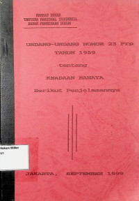 Undang-undang No. 23 PRP Tahun 1959 tentang Keadaan Bahaya