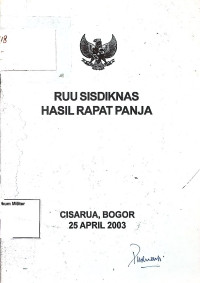 RUU Sisdiknas Hasil Rapat Panja