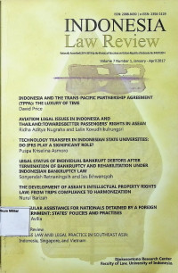 Indonesia Law Review (Vol. 7 No. 1 - Januari - April 2017)