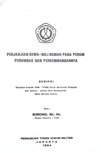 Skripsi : Perjanjian Sewa-Beli Rumah Pada Perum Perumnas Dan Perkembangannya