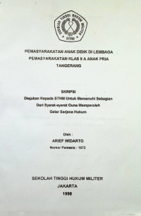 Skripsi : Pemasyarakatan Anak Didik Di Lembaga Pemasyarakatan Klas II A Anak Pria Tangerang