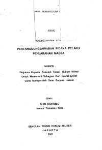 Skripsi : PertanggungJawaban Pidana Pelaku Penjarahan Massa