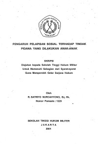 Skripsi : Pengaruh Pelapisan Sosial Terhadap Tindak Pidana Yang Dilakukan Anak-Anak