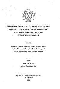 Skripsi : Eksistensi Pasal 2 Ayat (1) Undang-Undang Nomor 1 Tahun 1974 Dalam Perspektif Hak Asasi Manusia Dan Ilmu Perundang-Undangan