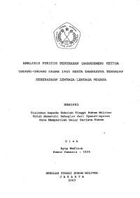 Skripsi : Tinjauan Yuridis Perubahan (Amademen) Ketiga UUD 1945 Serta Dampaknya Terhadap Keberadaan Lembaga-Lembaga Negara