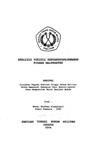 Skripsi : Analisis  Yuridis   Pertanggungjawaban Pidana Malpraktek.