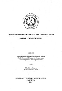 Skripsi : Tanggung Jawab Pidana Perusakan Lingkungan Akibat Limbah Industri