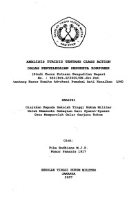 Skripsi : Analisis Yuridis Tentang Class Action Dalam Penyelesaian Sengketa Konsumen (Studi Kasus Putusan Penyidikan Negeri No. 550/Pdt.G/2000/PN.JKT Pst Tentang Kasus Komite Advokasi Pemakai Anti Kenaikan LPG)