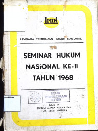 Seminar Hukum Nasional Ke-II Tahun 1968